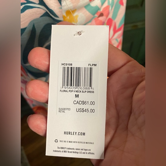 Hurley Floral Pop V-neck Slip Dress - Picture 9 of 10